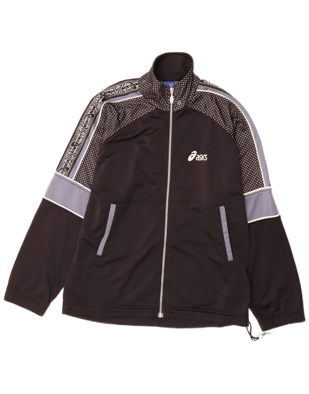 Jachetă de top pentru trening grafic Asics pentru bărbați, negru mediu, poliester bloc de culoare