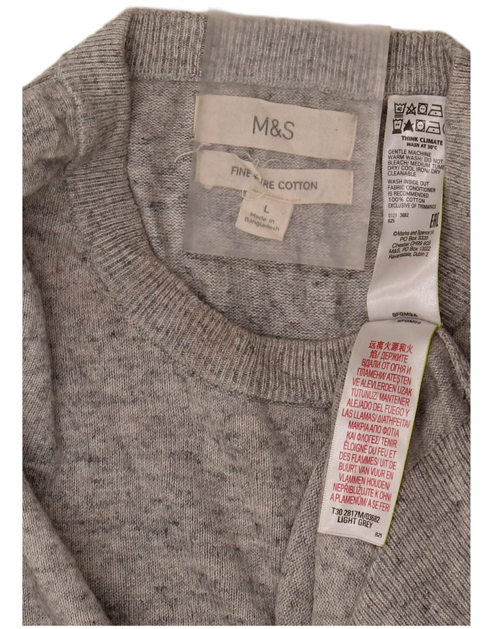 Pulover pentru bărbați Marks & Spencer cu gât roșu, bumbac mare cu pete gri