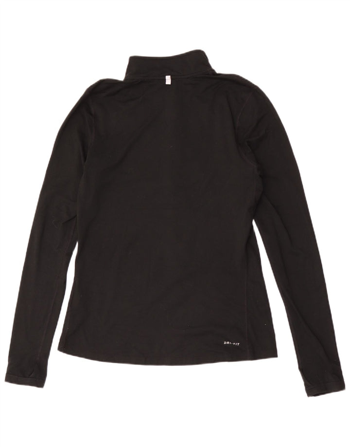 Top de trening Nike Dri Fit Zip Neck Pullover pentru femei UK 10 Small Black
