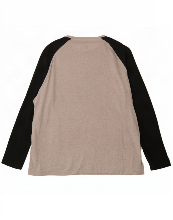 Top pentru bărbați Fat Face cu mânecă lungă 2XL, bumbac color bloc, gri