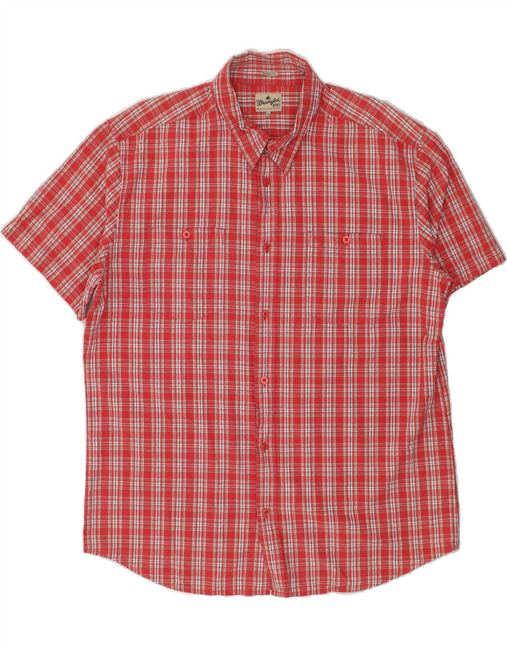Cămașă cu mânecă scurtă pentru bărbați WRANGLER 2XL, bumbac cu carouri roșii