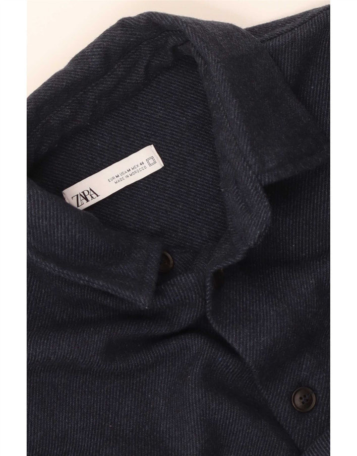 Cămașă de flanel pentru bărbați Zara Medium Bleumarin