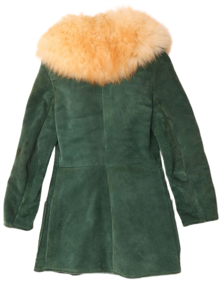 Palton vintage pentru femei din shearling IT 42 verde mediu