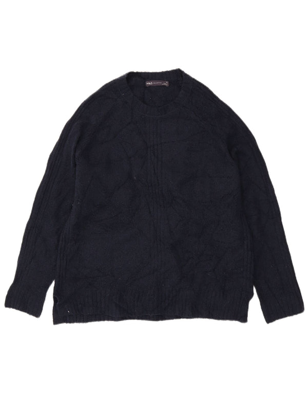 Marks & Spencer Womens Crew Neck Jumper Sweater UK 14 Medium Navy Blue