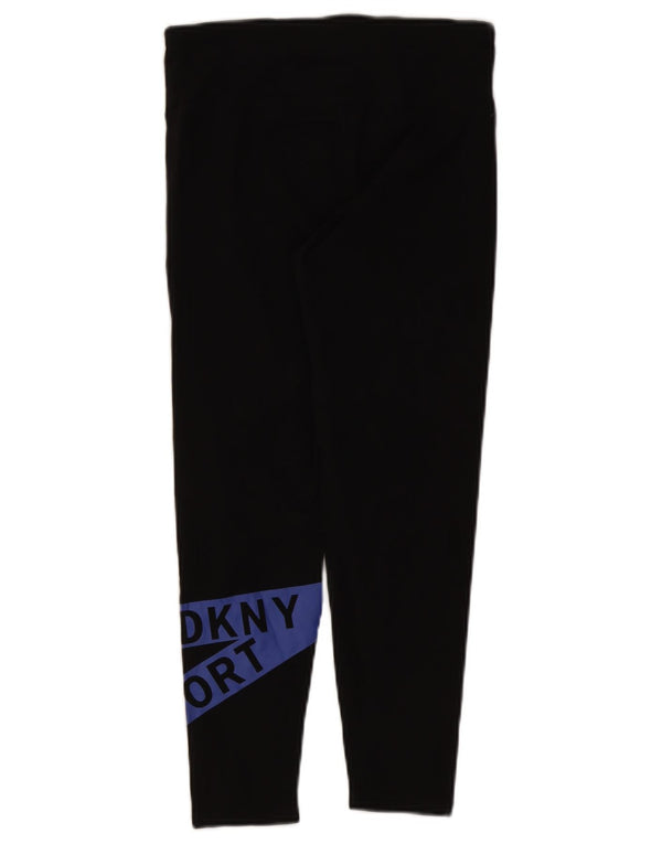 Leggings crop cu grafic pentru femei Dkny UK 12, bumbac color bloc negru mediu