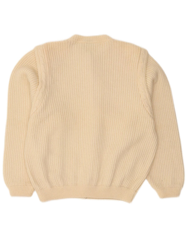 Pulover cardigan pentru femei Donatella UK 16 mare, bej, lână virgină