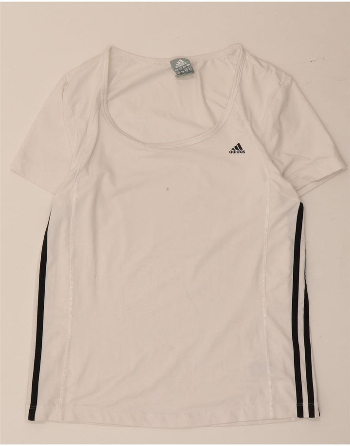 Top tricou Adidas pentru femei UK 12/14 Medium White Colorblock Poliester