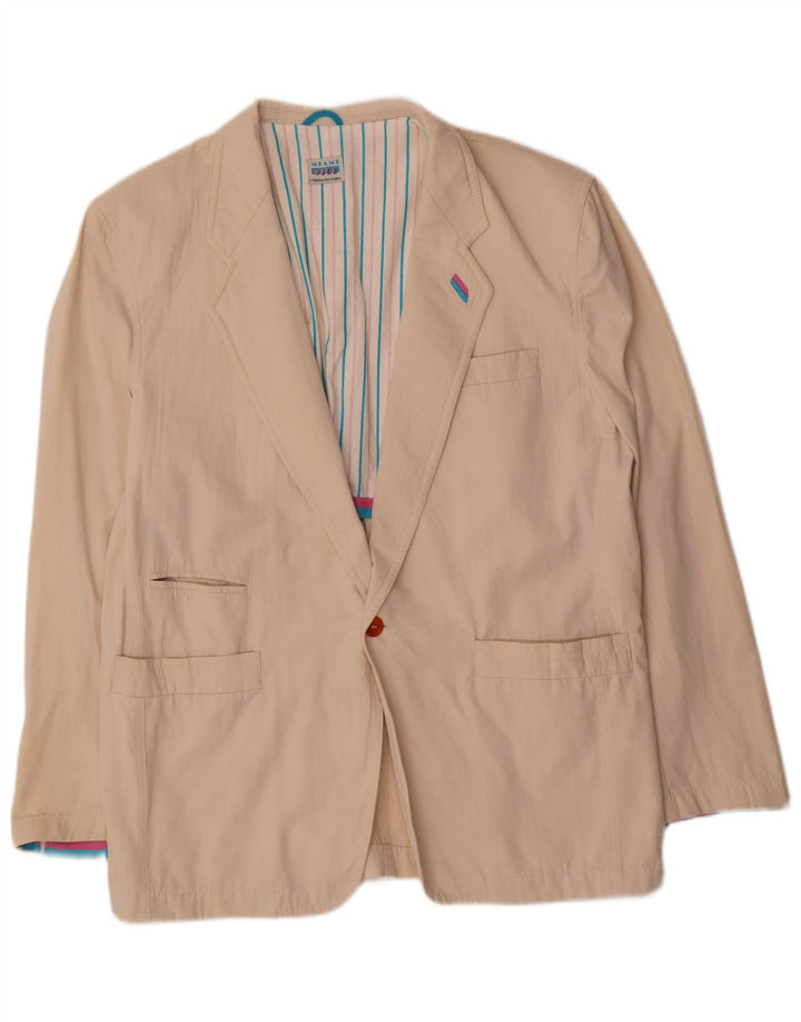 Blazer Vintage pentru bărbați cu 1 nasture EU 52 XL bumbac bej