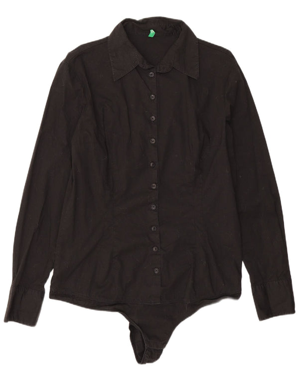 Body cămașă pentru femei Benetton UK 14, mare, negru, bumbac