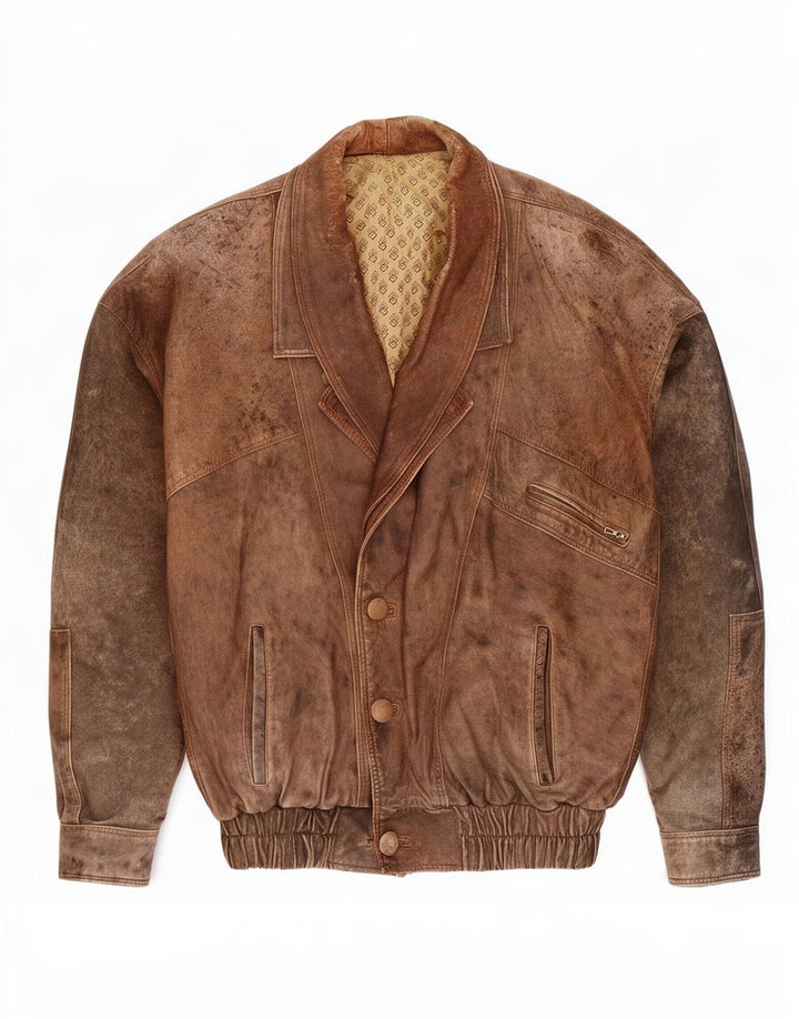 Jachetă de piele vintage pentru bărbați UK 42 XL maro