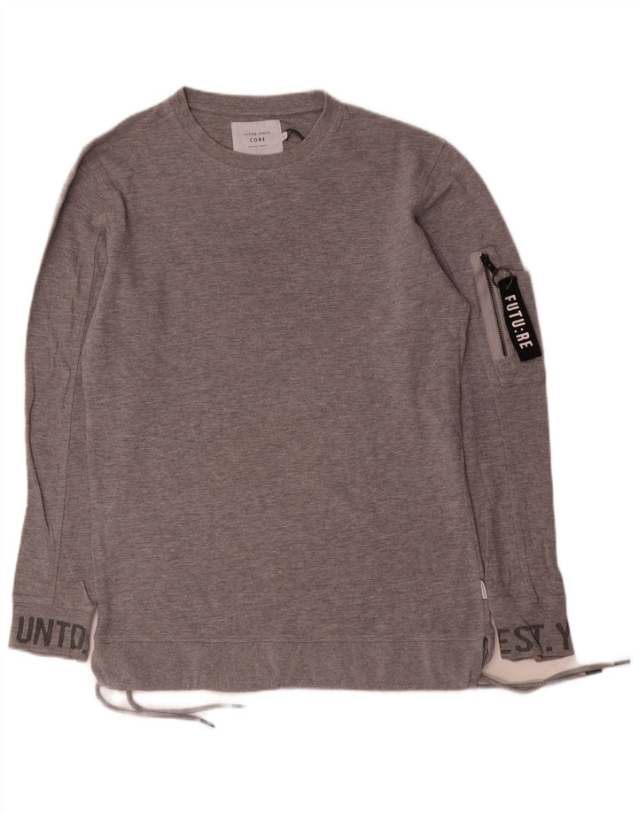 Jack & Jones Pulover grafic pentru bărbați, bumbac mic, gri