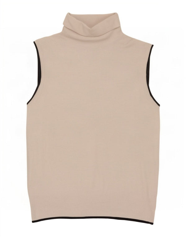 Zara Femei Vest Tank Top UK 12 Medium Bej Viscoza