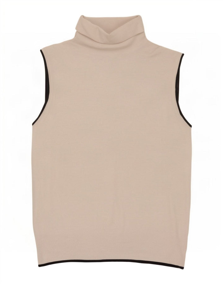 Zara Femei Vest Tank Top UK 12 Medium Bej Viscoza