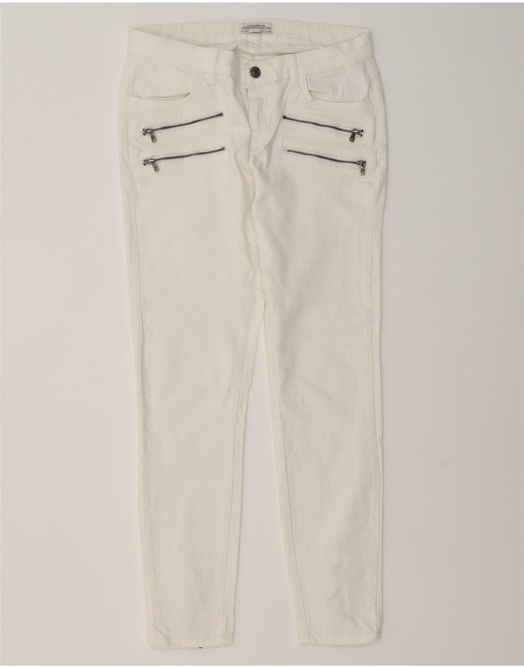 Blugi ZARA Cargo Slim EU 38 Mici W28 L27 Bumbac Alb