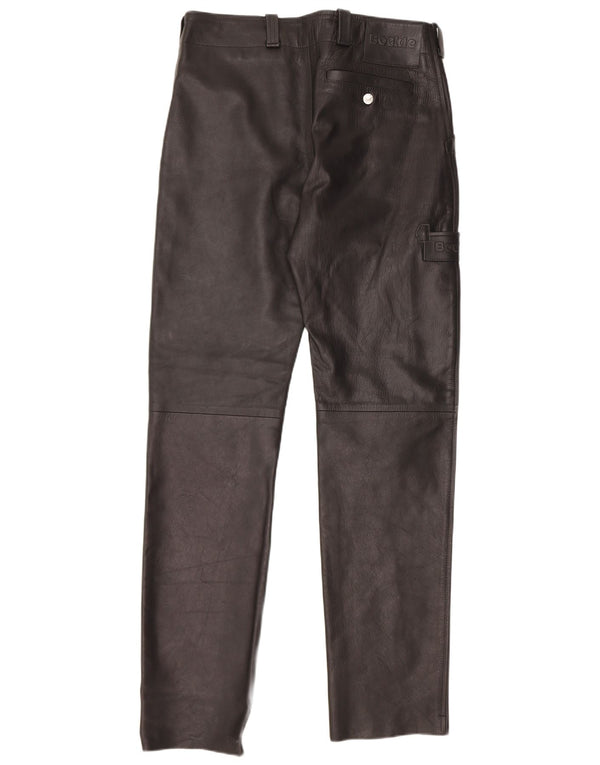 Pantaloni drepti din piele Bockle pentru femei W33 L34 negri