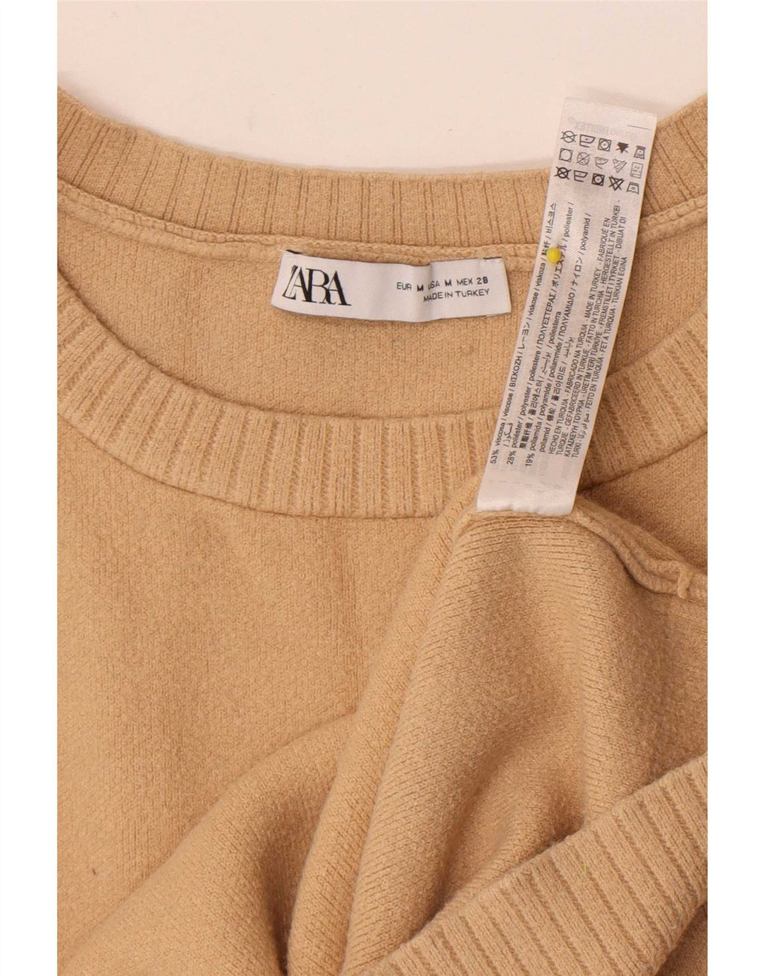 Zara Femei Vest Tank Top UK 14 Medium Bej Viscoza