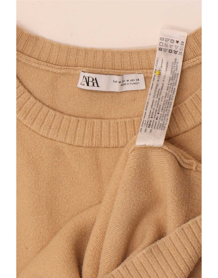 Zara Femei Vest Tank Top UK 14 Medium Bej Viscoza