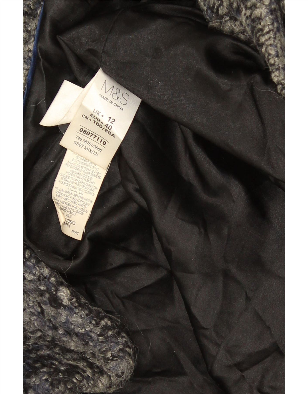 Palton dublu pentru femei Marks & Spencer UK 12 Medium Gri Pete