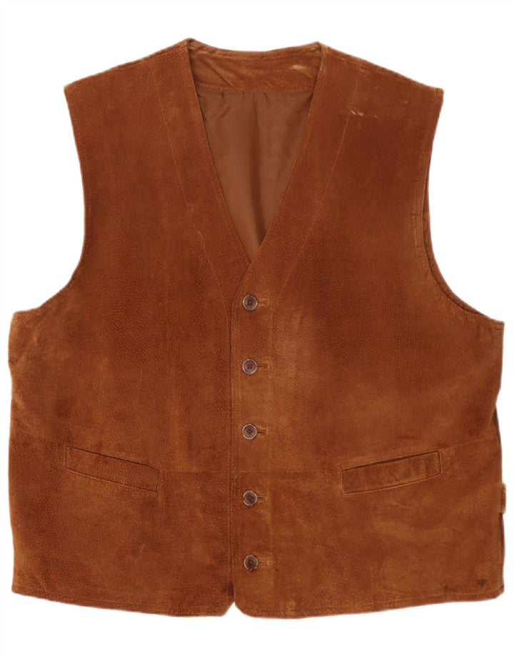 Vestă din piele intoarsa pentru barbati Front Line UK 48 2XL Piele maro