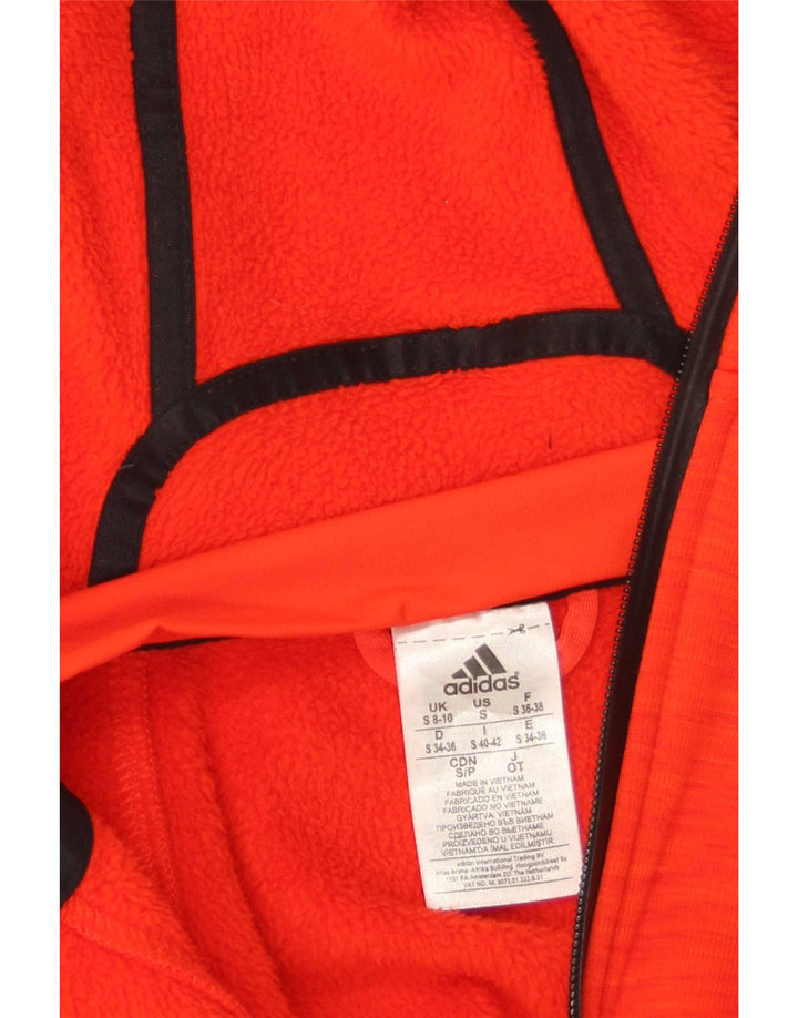 Pulover Adidas pentru femei, cu fermoar, cu capota, UK 8/10, poliester roșu mic