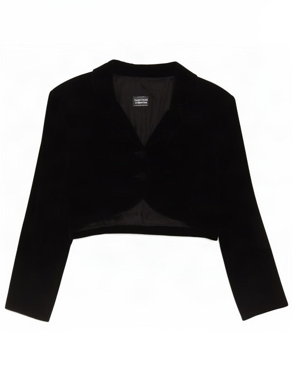 Benetton Womens 2 Button Velvet Bolero Jacket IT 48 XL Black Modacryl