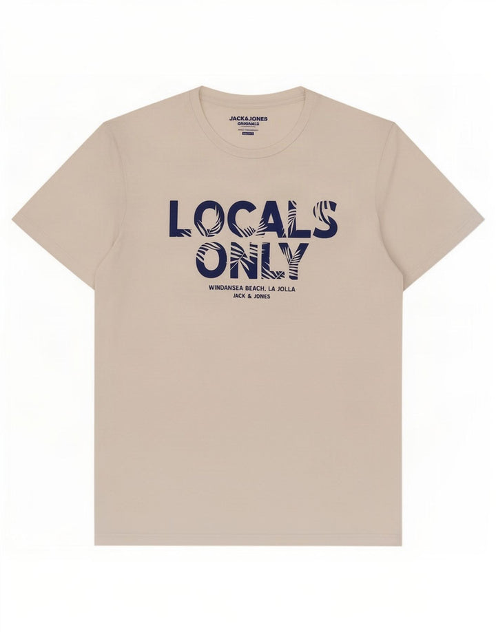 Tricou cu grafic Jack & Jones pentru bărbați, cu croială regulată, top, mediu, alb, poliester