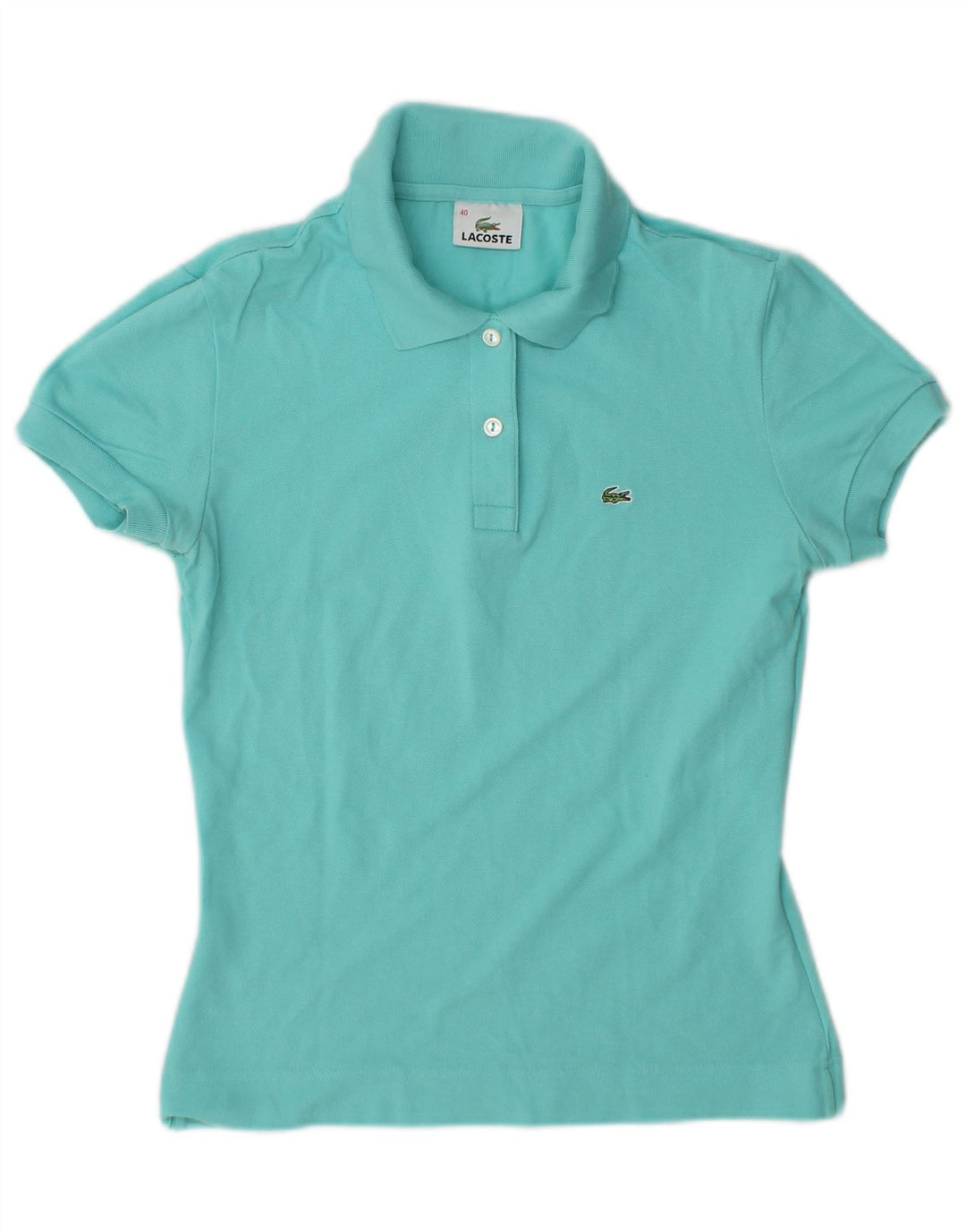Tricou polo Lacoste pentru femei, mărimea 40, bumbac turcoaz mediu