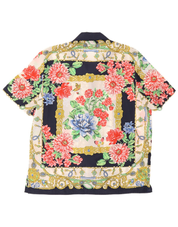 Bluză cămașă cu mânecă scurtă pentru femei Alexia UK 16 mare, albastru marin, floral