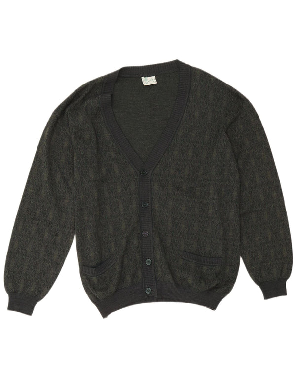 Pulover Cardigan Vintage pentru bărbați Lână geometrică mare kaki