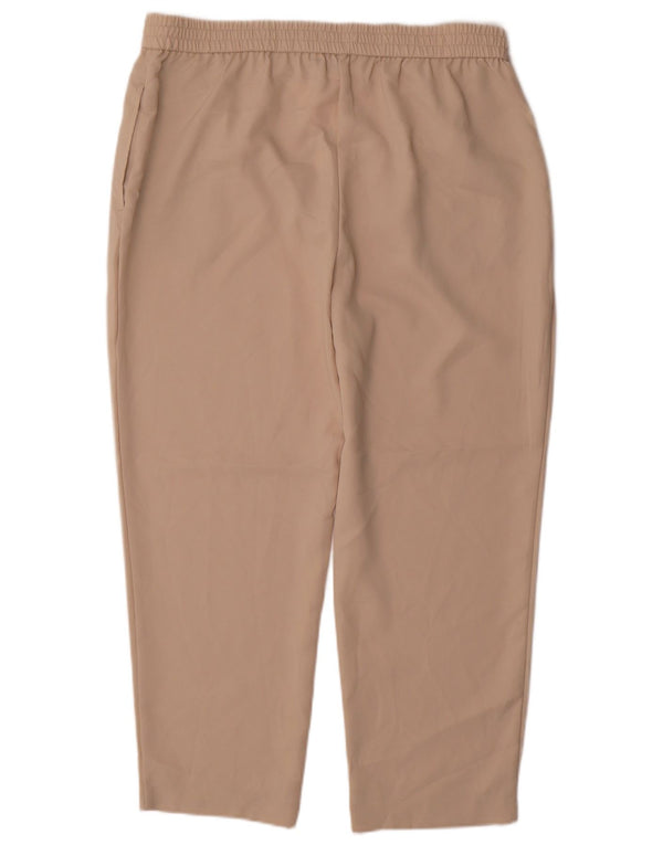 Pantaloni tăiați drepti pentru femei cu talie înaltă Zara XL W38 L26 poliester bej