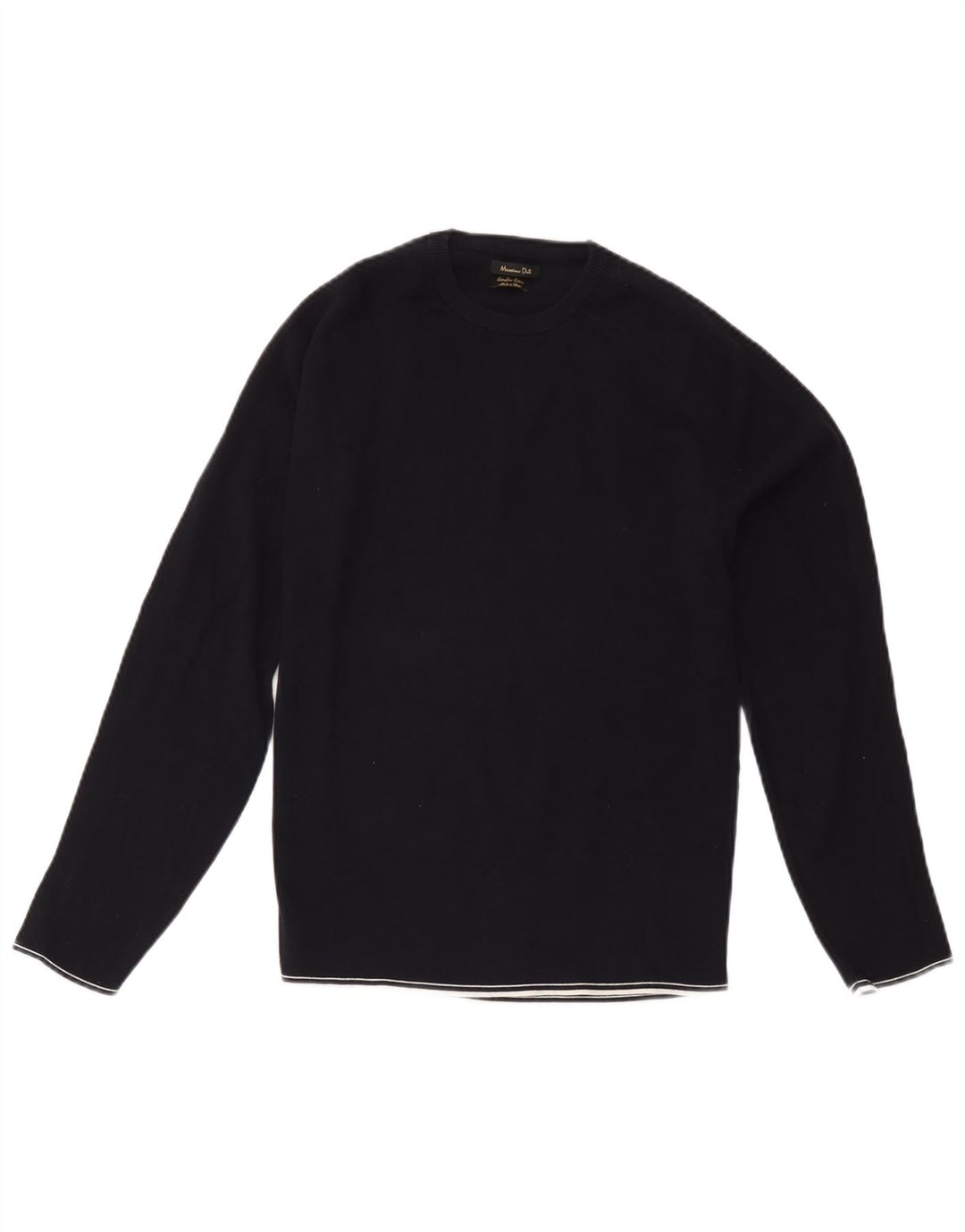 Pulover Massimo Dutti pentru femei cu gât roșu și pulover UK 14, mediu, bleumarin, bumbac