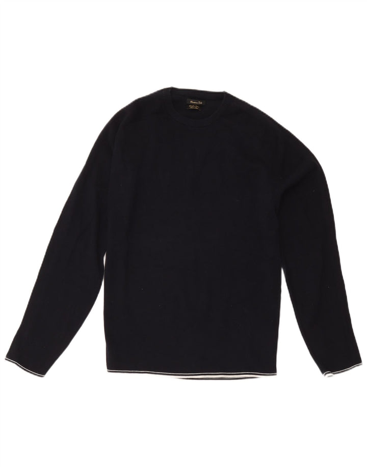Pulover Massimo Dutti pentru femei cu gât roșu și pulover UK 14, mediu, bleumarin, bumbac