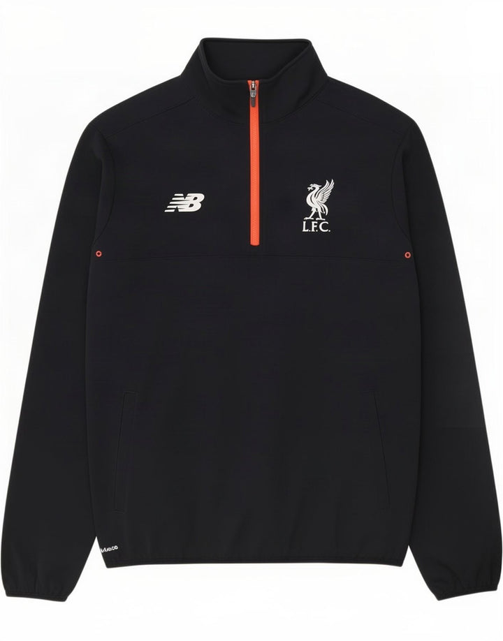 Trening pentru bărbați New Balance Liverpool, cu fermoar și gât, pulover, mare, negru