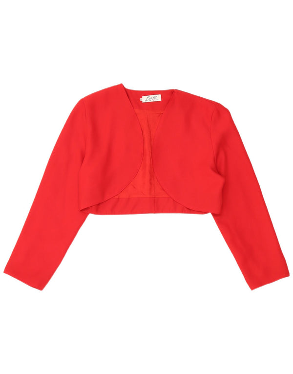 Jachetă Bolero Vintage pentru femei deschisă IT 42 Poliester roșu mediu