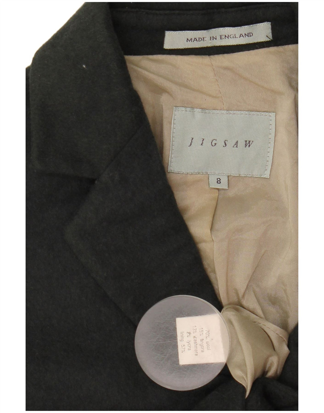 Jigsaw pardesiu pentru femei UK 8 mic din lână gri