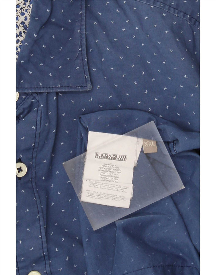 Cămașă Napapijri pentru bărbați cu model abstract 2XL, bumbac albastru