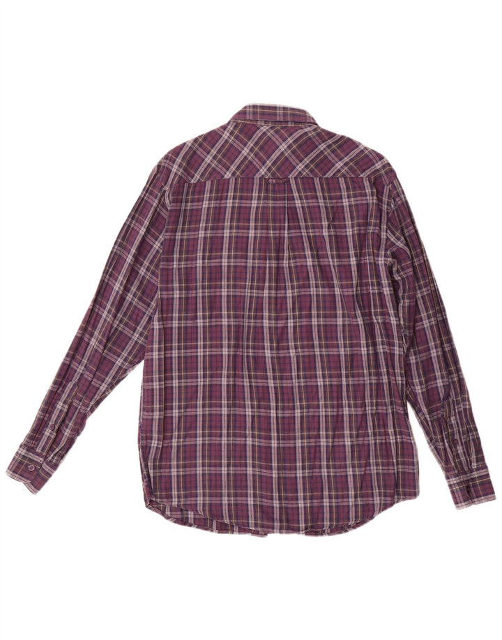 James Pringle Mens Flannel Shirt Medium Purple Check Cotton
