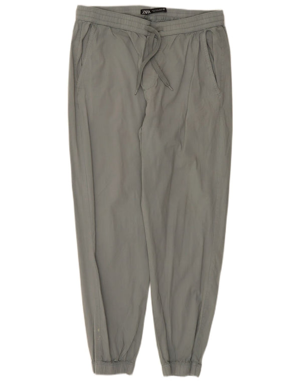 Pantaloni de jogging pentru femei cu talie înaltă Zara UK 14 Medium L31 L26 Bumbac gri