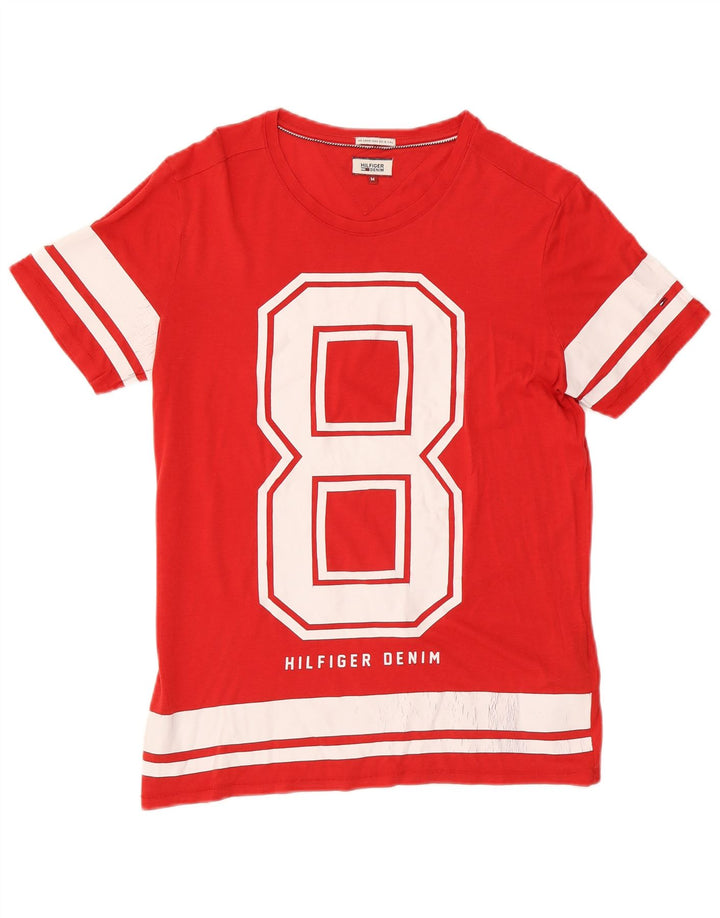Tricou grafic Tommy Hilfiger pentru bărbați Top din bumbac roșu mediu