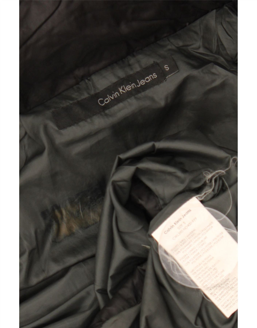 Palton căptușit cu glugă Calvin Klein pentru femei UK 10 Poliamidă neagră mică