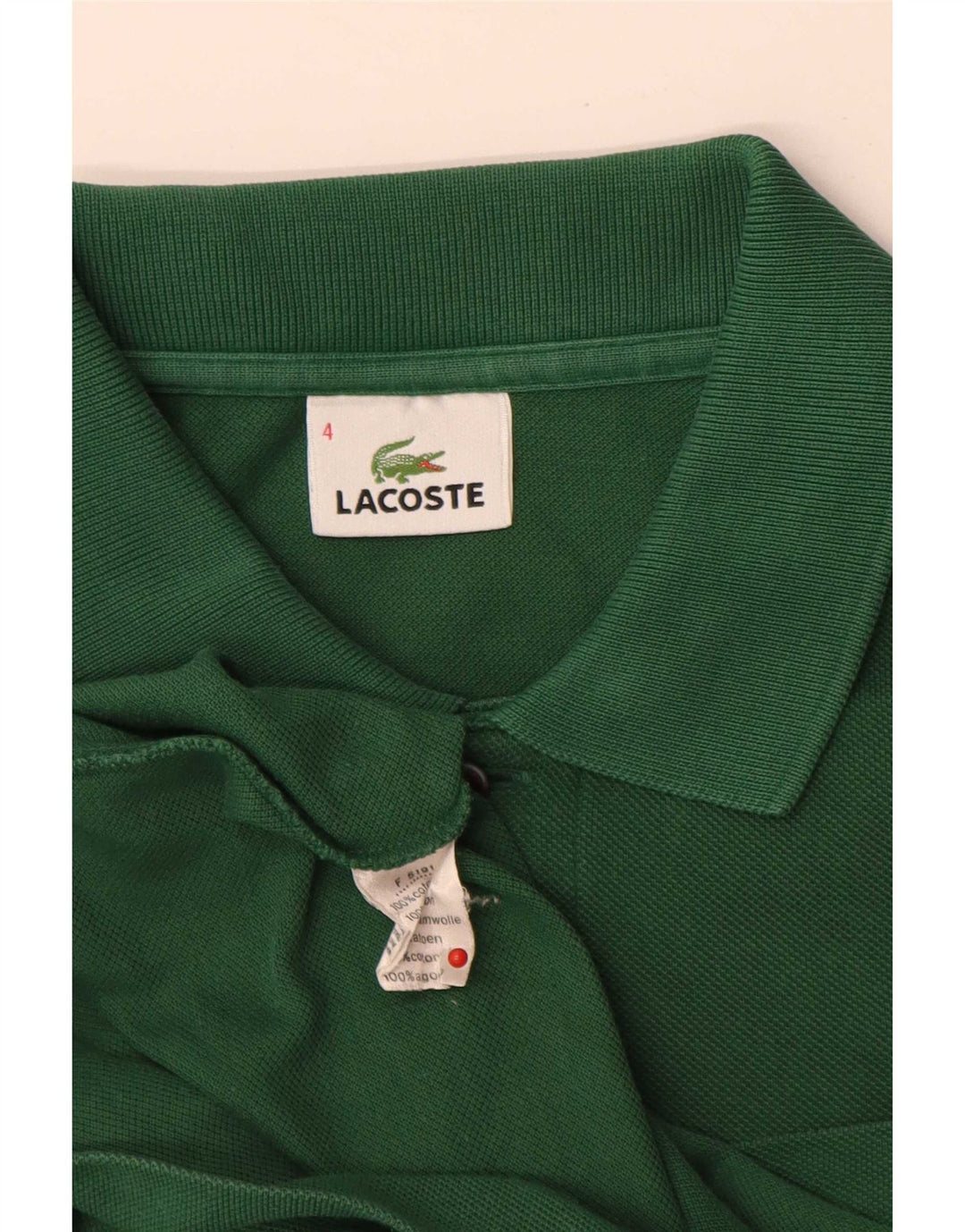 Tricou polo Lacoste pentru bărbați, mărimea 4, bumbac verde mediu