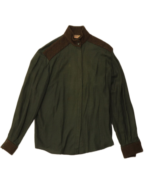 Bluză de cămașă militară pentru femei PANCALDI & B UK 14 verde mediu Colorblock