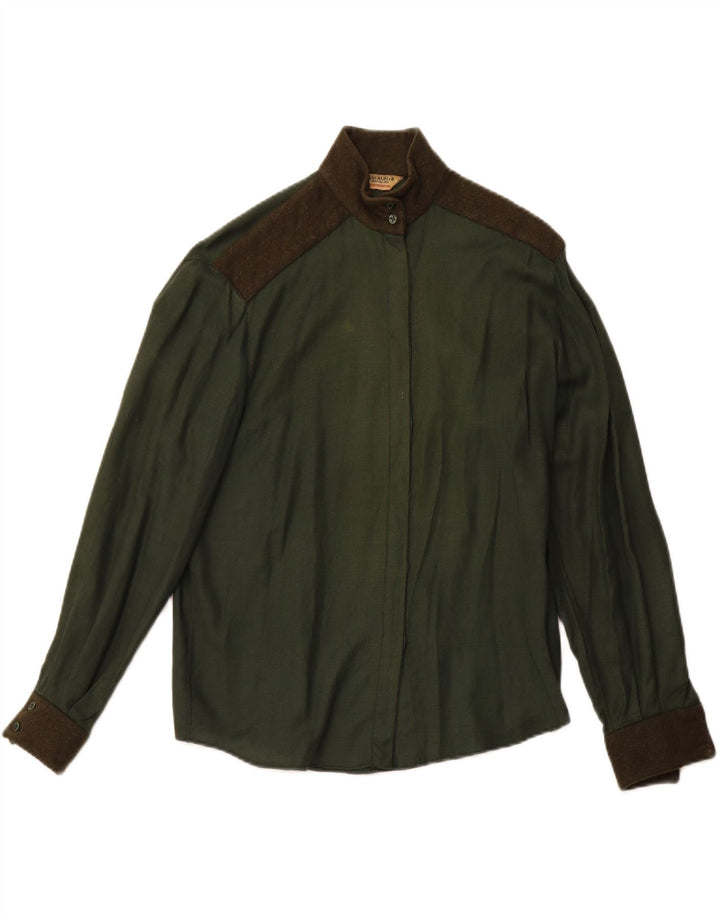 Bluză de cămașă militară pentru femei PANCALDI & B UK 14 verde mediu Colorblock