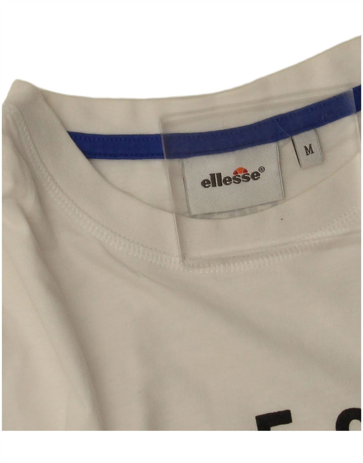 Tricou cu grafic pentru femei Ellesse, UK 14, bumbac alb mediu