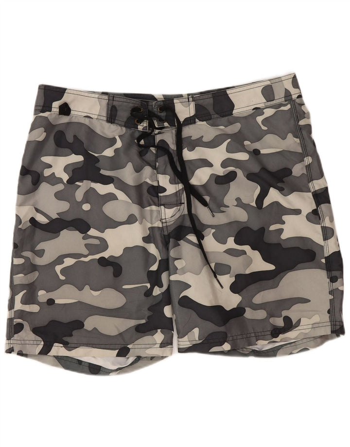 Sundek Pantaloni scurți de înot obișnuiți pentru bărbați, mari, gri, din poliester de camuflaj