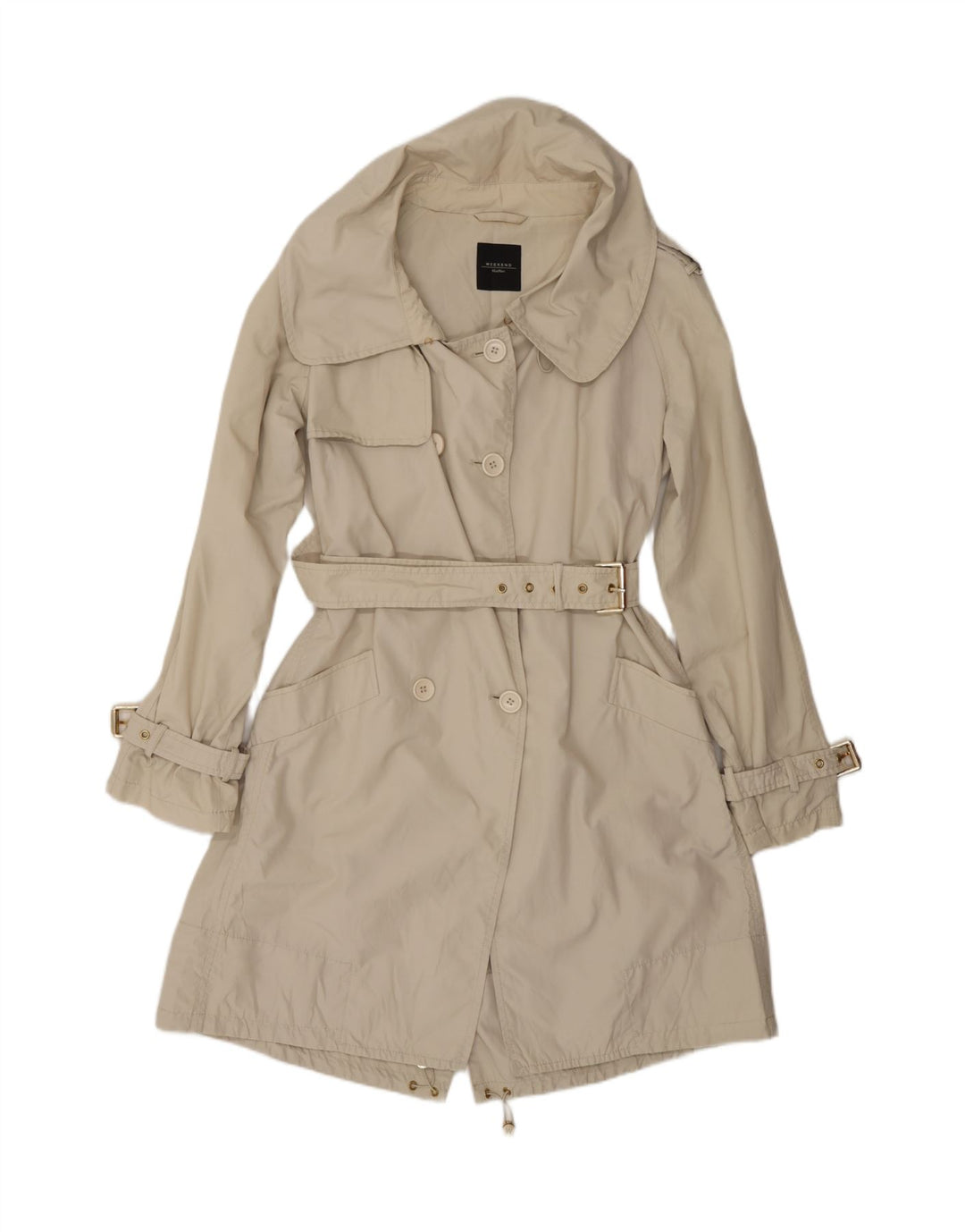 Trenci de weekend pentru femei MAX MARA UK 12 Medium Bej Bumbac Clasic