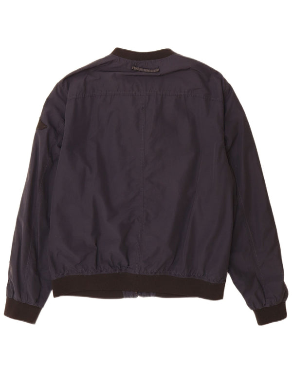 Jachetă Bomber pentru bărbați Zara UK 42 XL, albastru bleumarin, bumbac color bloc