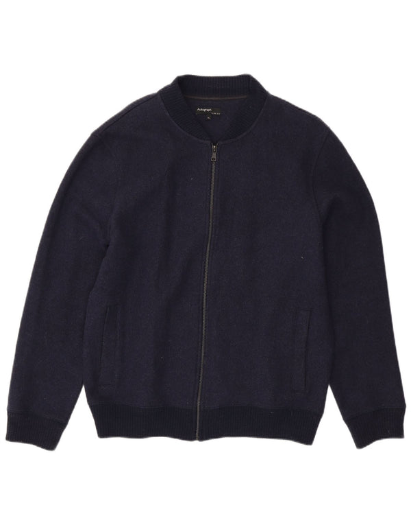 MARKS & SPENCER Pulover cardigan slim cu autograf pentru bărbați XL bleumarin