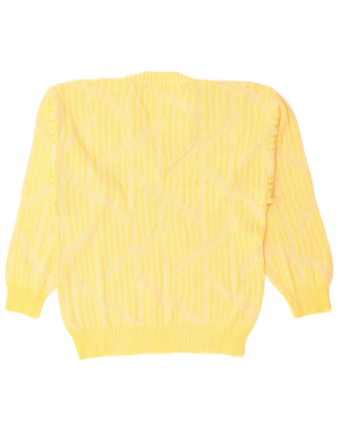 VINTAGE Mens V-Neck Jumper Sweater Small Yellow