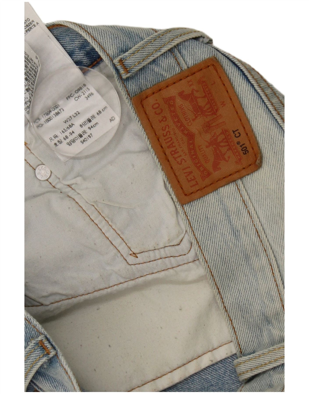 Blugi drepți distressed 501 Levi's pentru bărbați L27 L27 Bumbac albastru